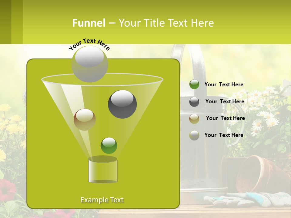 A Watering Can Sitting On A Table Next To Flowers PowerPoint Template