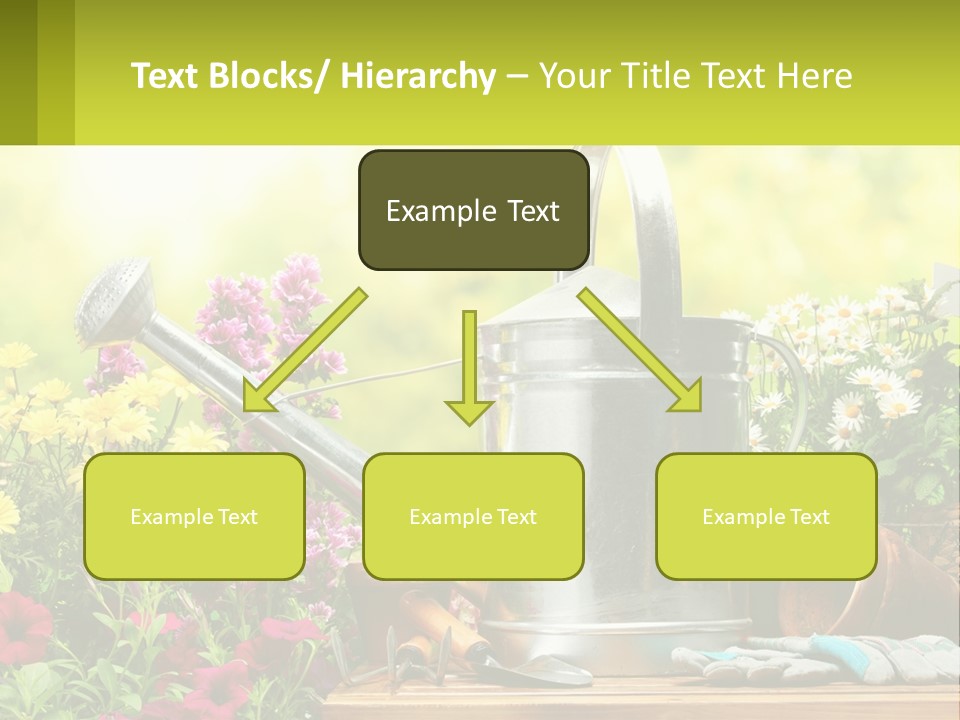 A Watering Can Sitting On A Table Next To Flowers PowerPoint Template