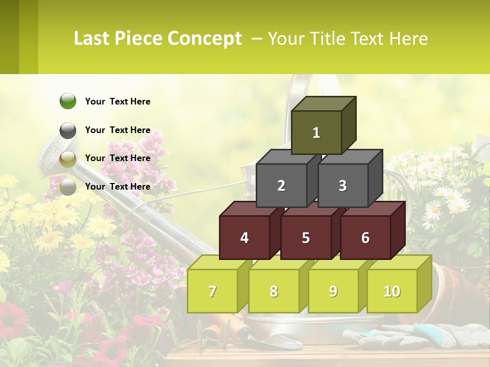 A Watering Can Sitting On A Table Next To Flowers PowerPoint Template