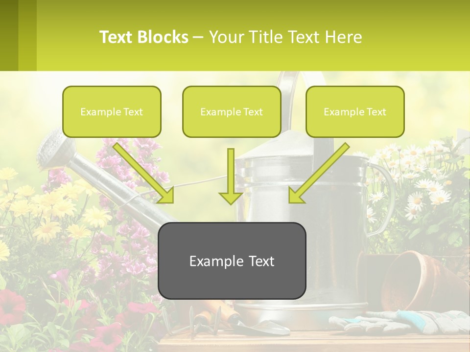 A Watering Can Sitting On A Table Next To Flowers PowerPoint Template