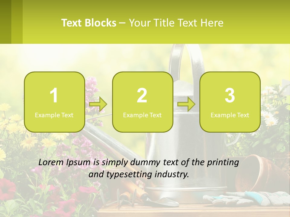 A Watering Can Sitting On A Table Next To Flowers PowerPoint Template
