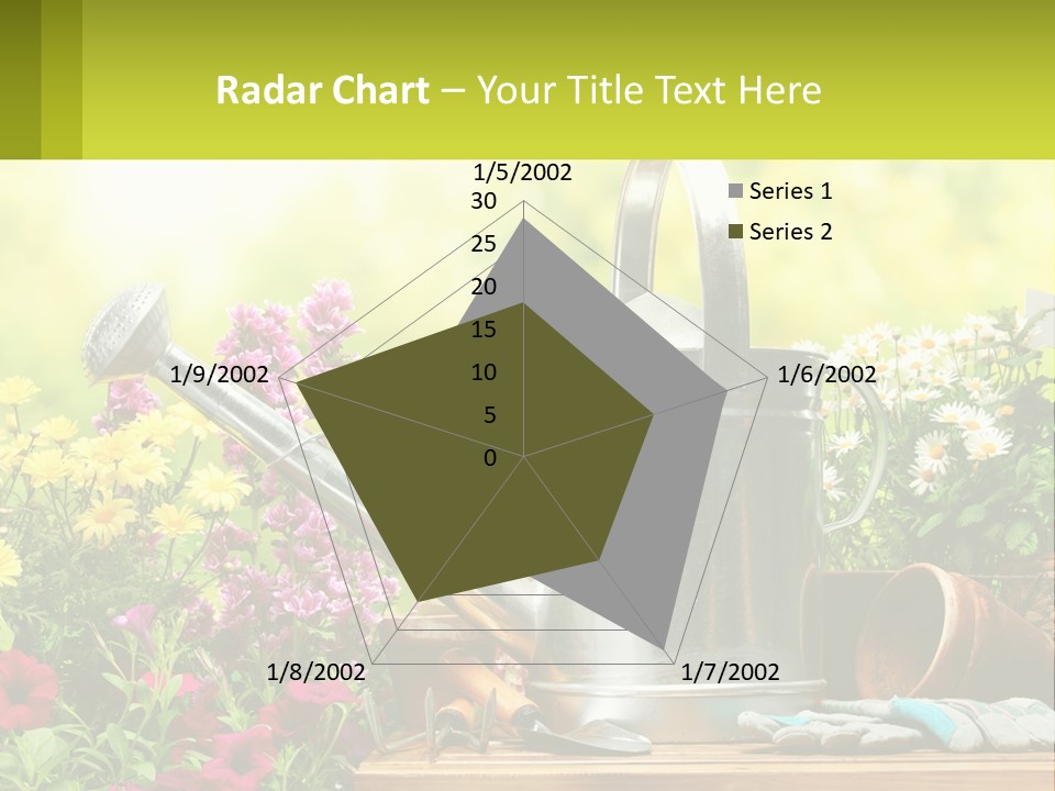 A Watering Can Sitting On A Table Next To Flowers PowerPoint Template