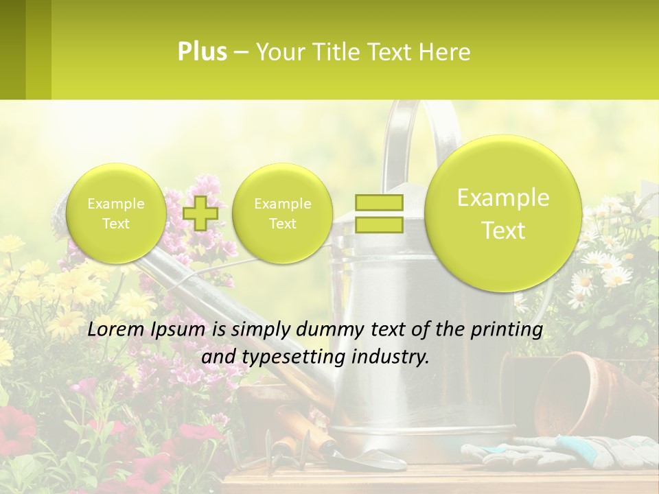 A Watering Can Sitting On A Table Next To Flowers PowerPoint Template