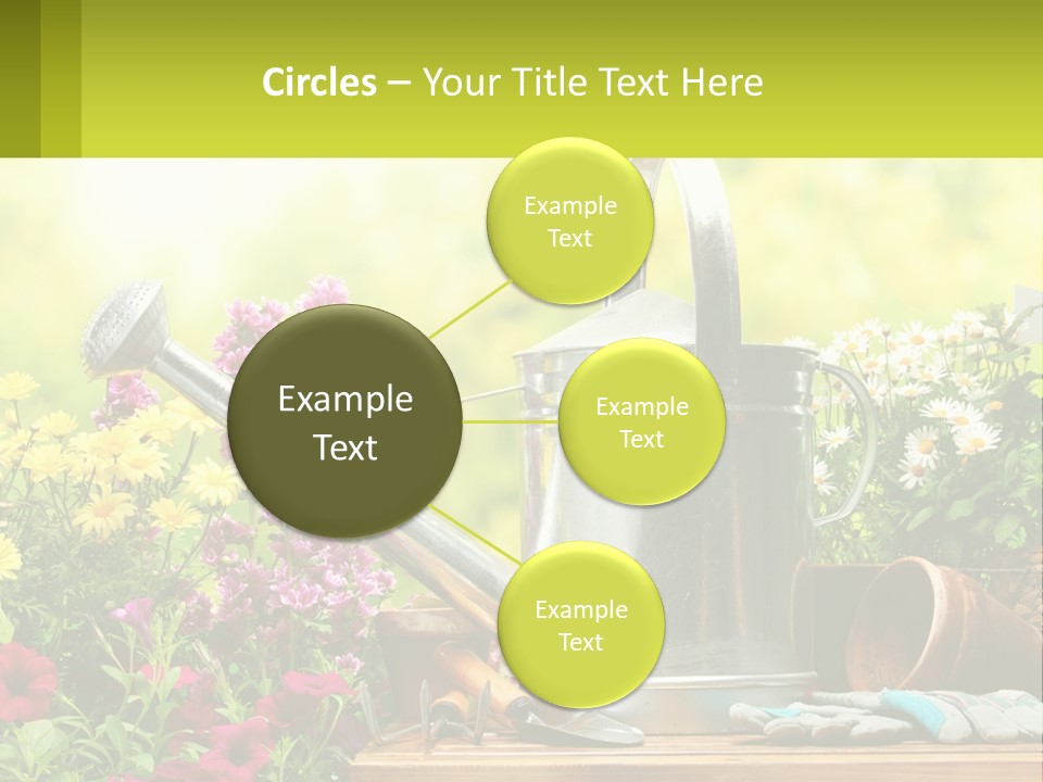 A Watering Can Sitting On A Table Next To Flowers PowerPoint Template