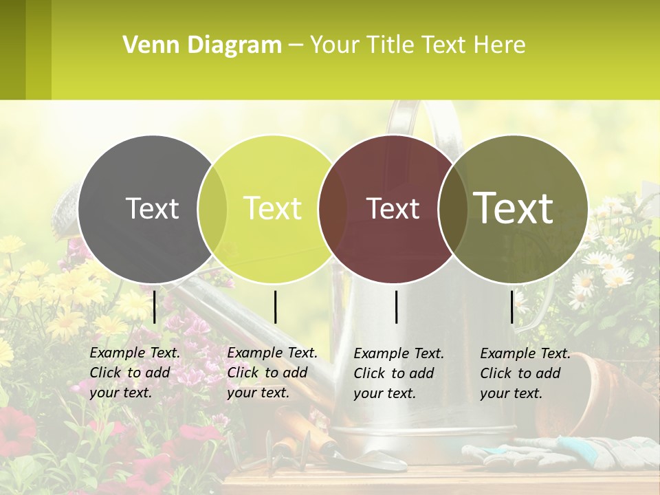 A Watering Can Sitting On A Table Next To Flowers PowerPoint Template