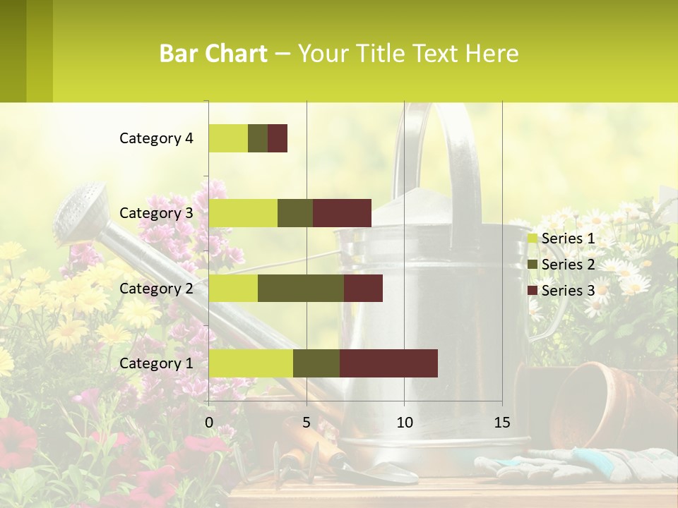 A Watering Can Sitting On A Table Next To Flowers PowerPoint Template