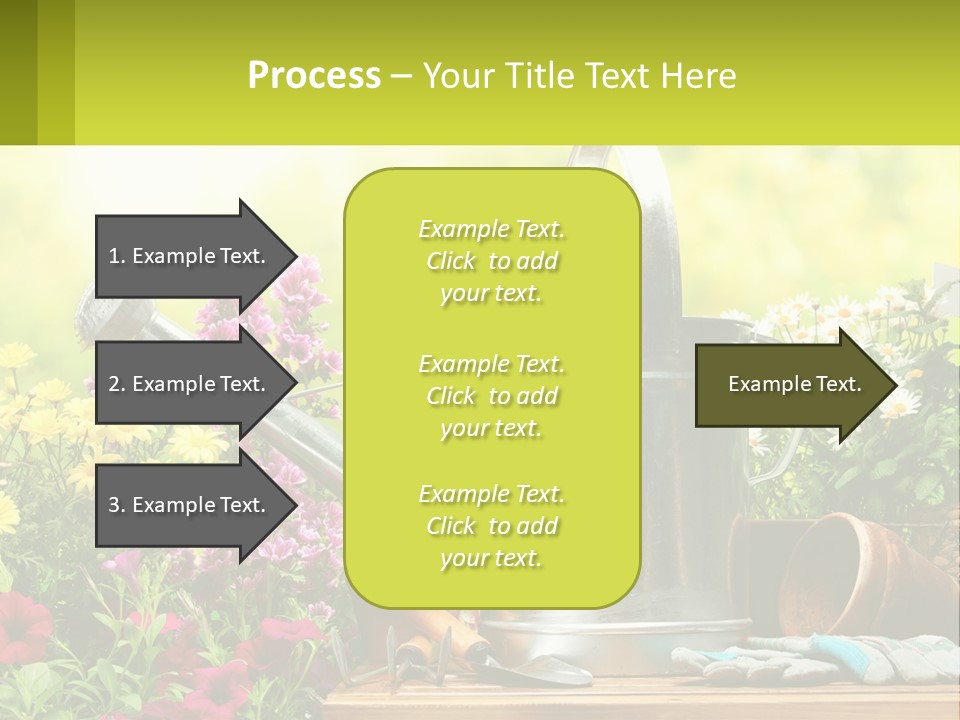 A Watering Can Sitting On A Table Next To Flowers PowerPoint Template