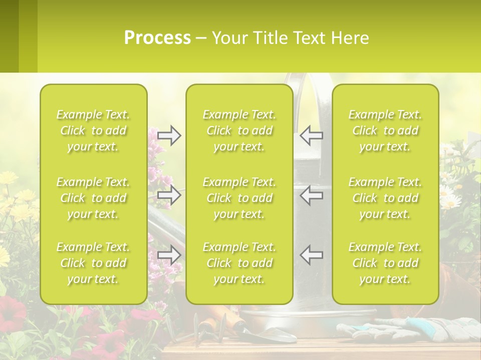 A Watering Can Sitting On A Table Next To Flowers PowerPoint Template