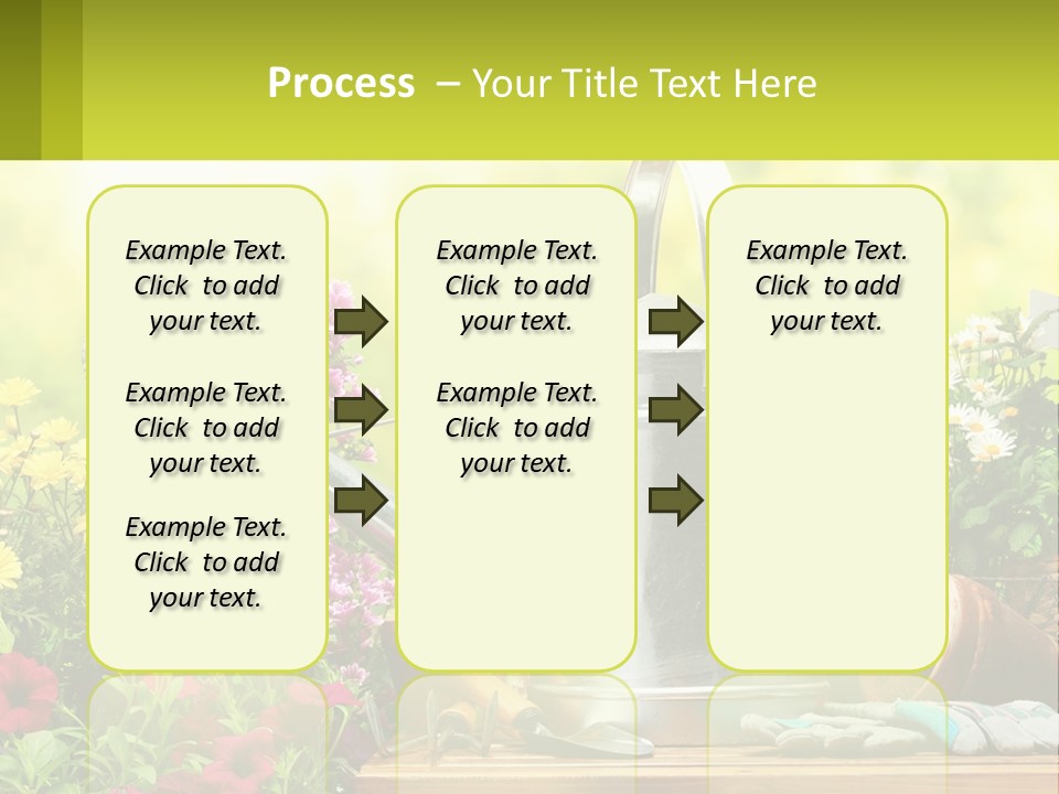 A Watering Can Sitting On A Table Next To Flowers PowerPoint Template