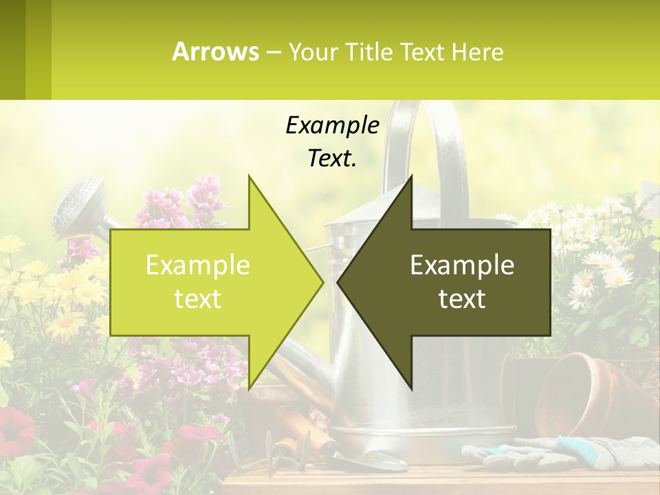 A Watering Can Sitting On A Table Next To Flowers PowerPoint Template