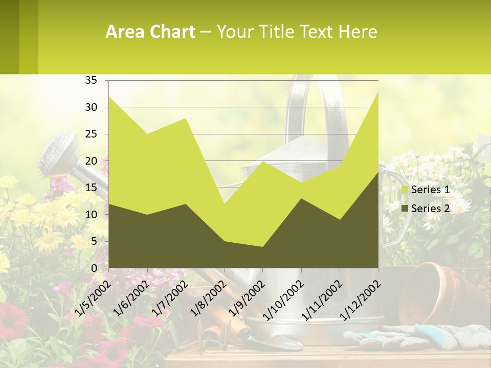 A Watering Can Sitting On A Table Next To Flowers PowerPoint Template