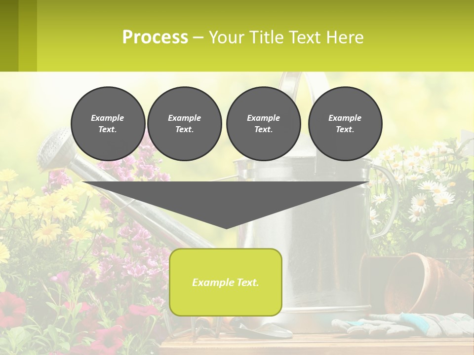 A Watering Can Sitting On A Table Next To Flowers PowerPoint Template