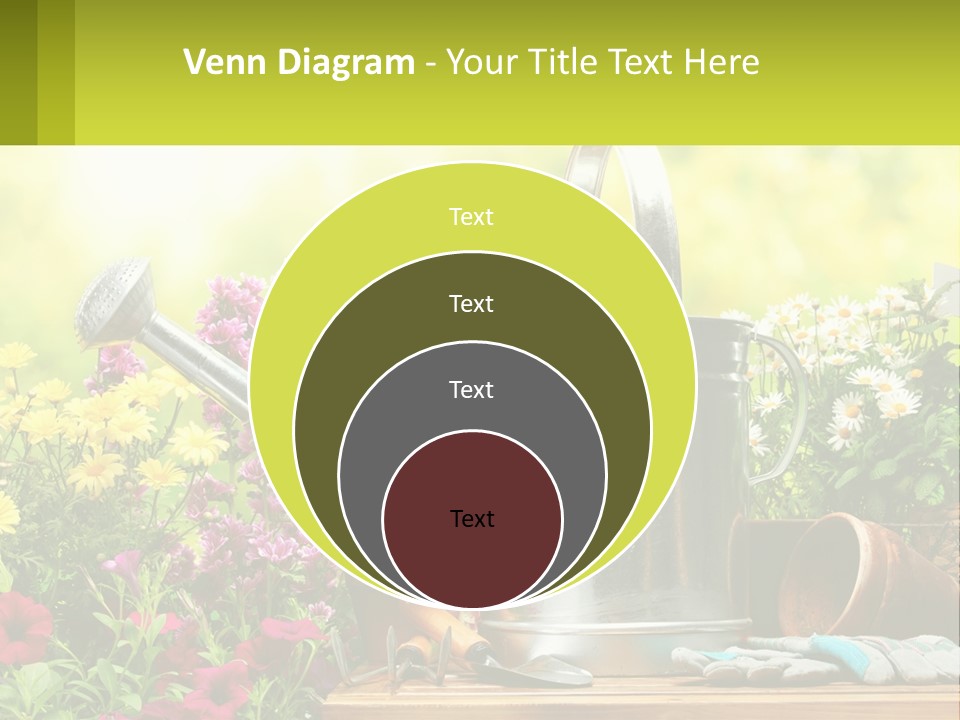 A Watering Can Sitting On A Table Next To Flowers PowerPoint Template