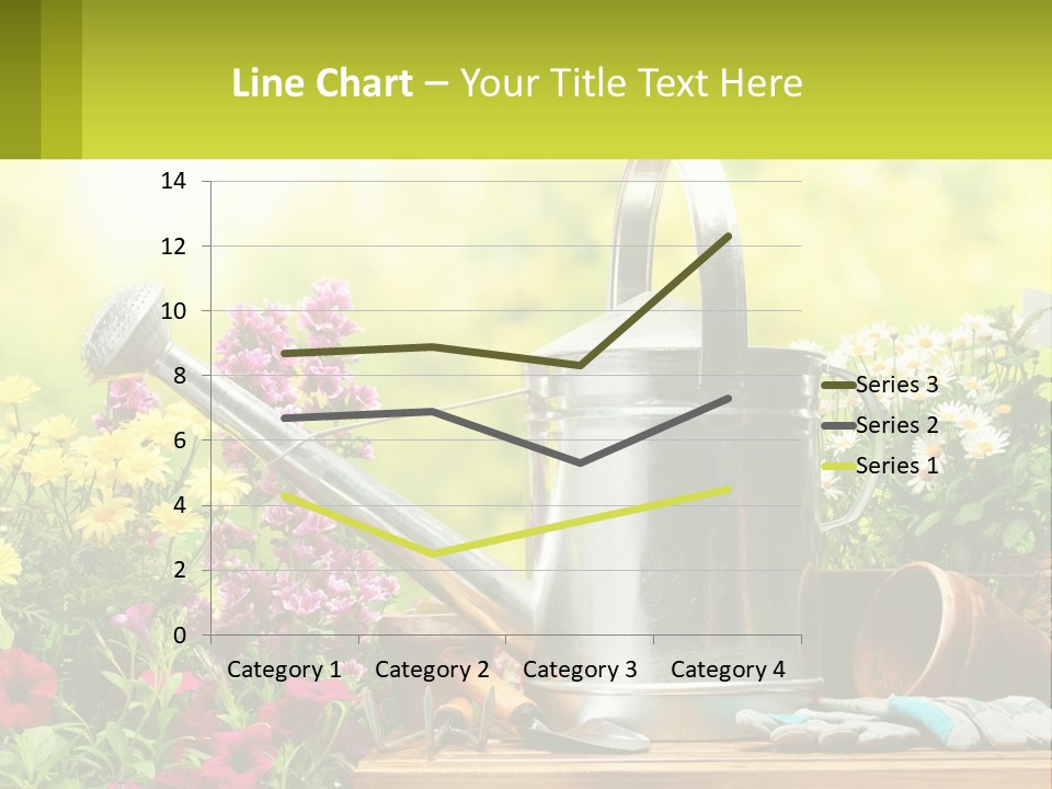 A Watering Can Sitting On A Table Next To Flowers PowerPoint Template