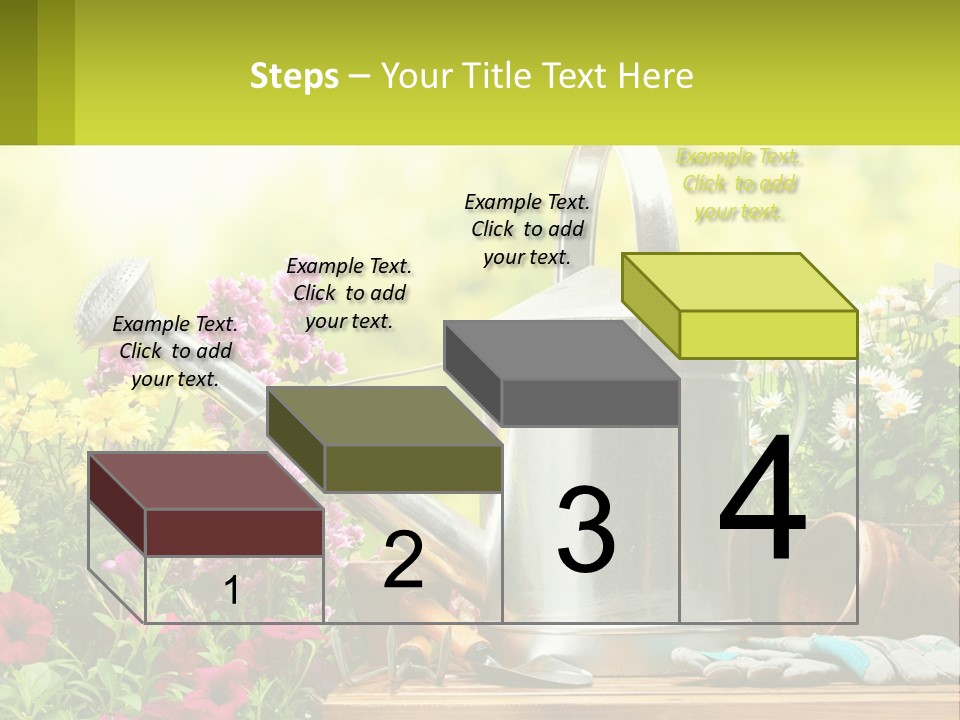 A Watering Can Sitting On A Table Next To Flowers PowerPoint Template