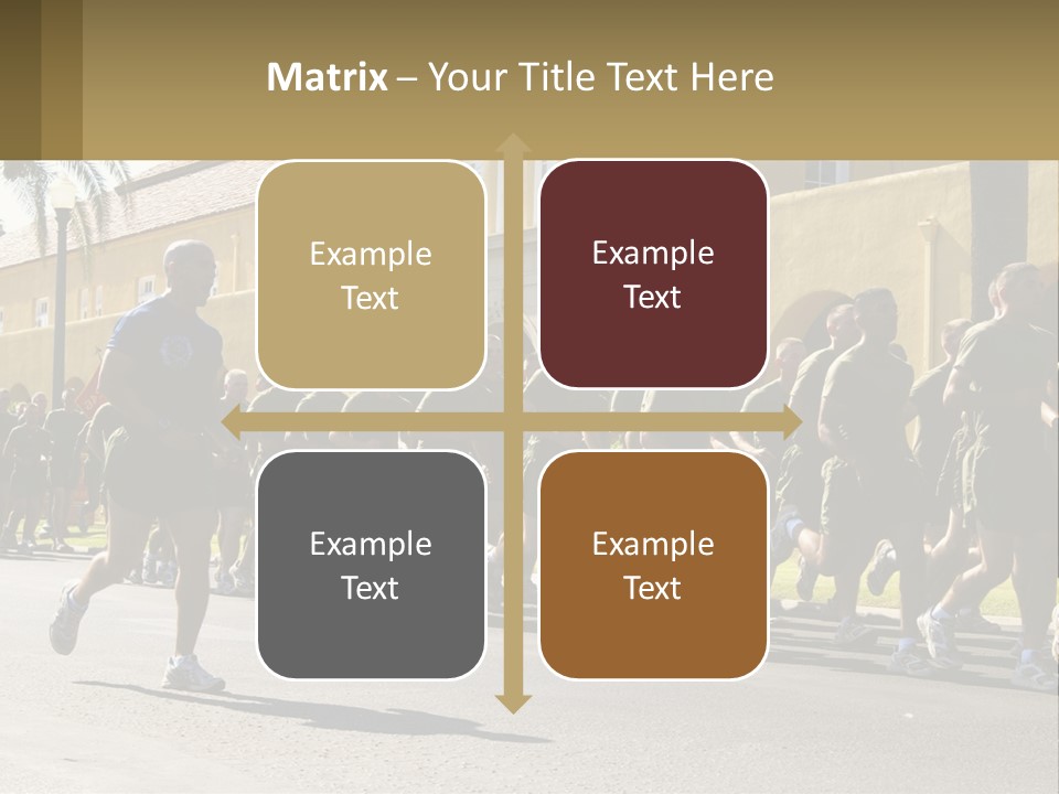 A Large Group Of People Running Down A Street PowerPoint Template