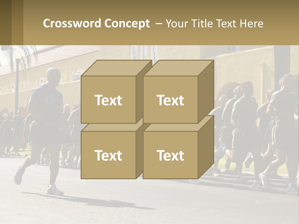 A Large Group Of People Running Down A Street PowerPoint Template
