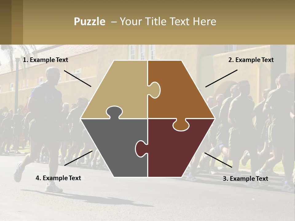 A Large Group Of People Running Down A Street PowerPoint Template