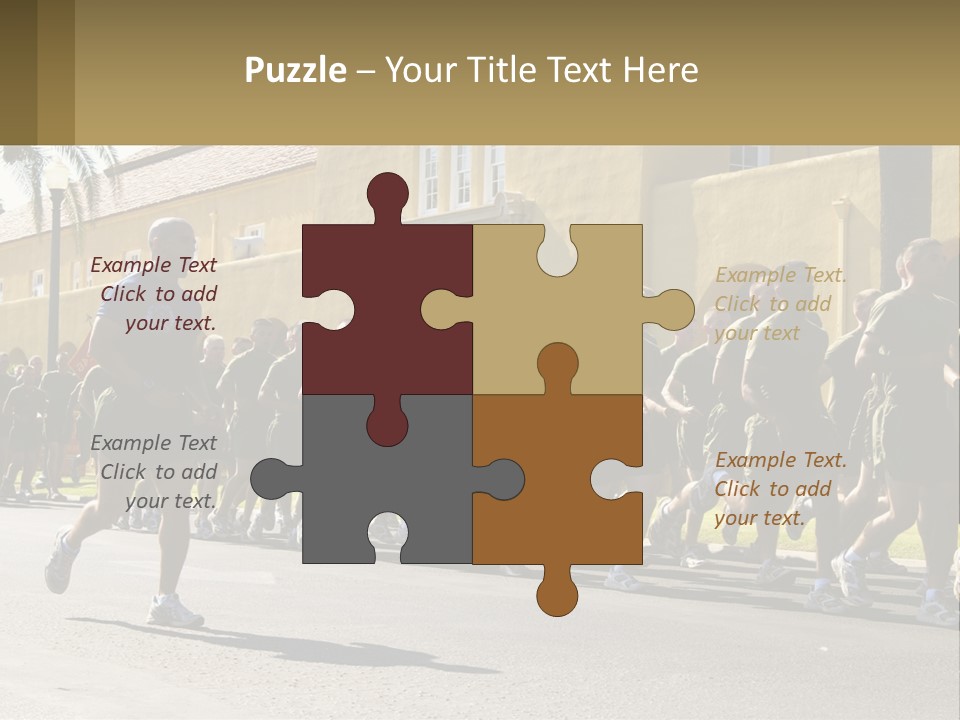 A Large Group Of People Running Down A Street PowerPoint Template