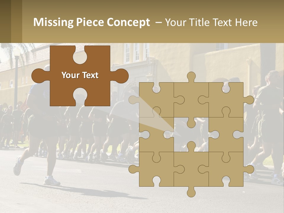 A Large Group Of People Running Down A Street PowerPoint Template