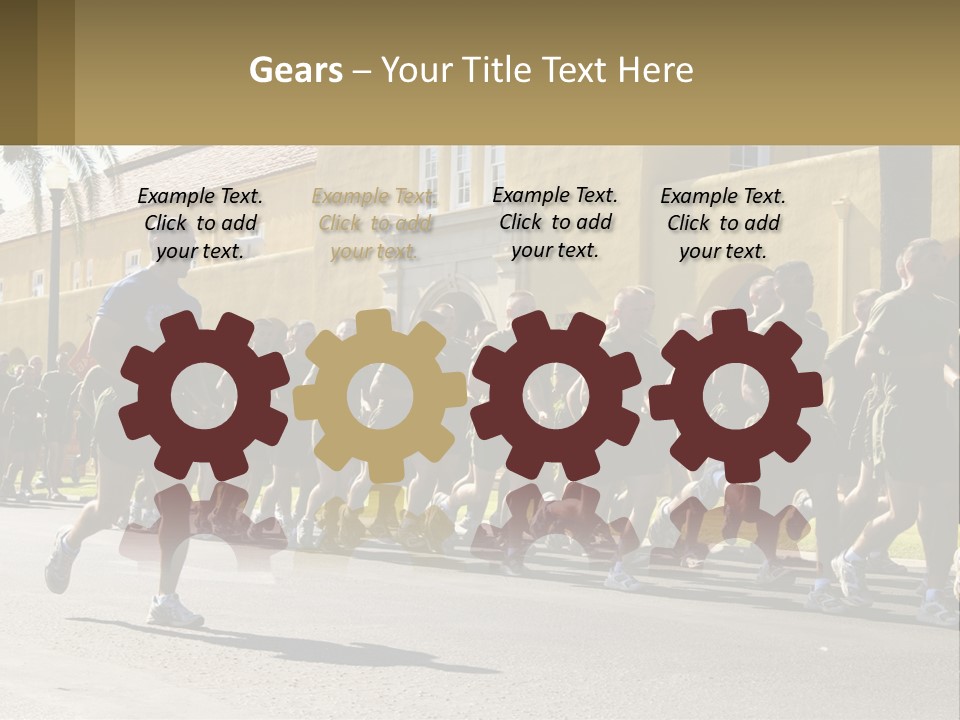 A Large Group Of People Running Down A Street PowerPoint Template