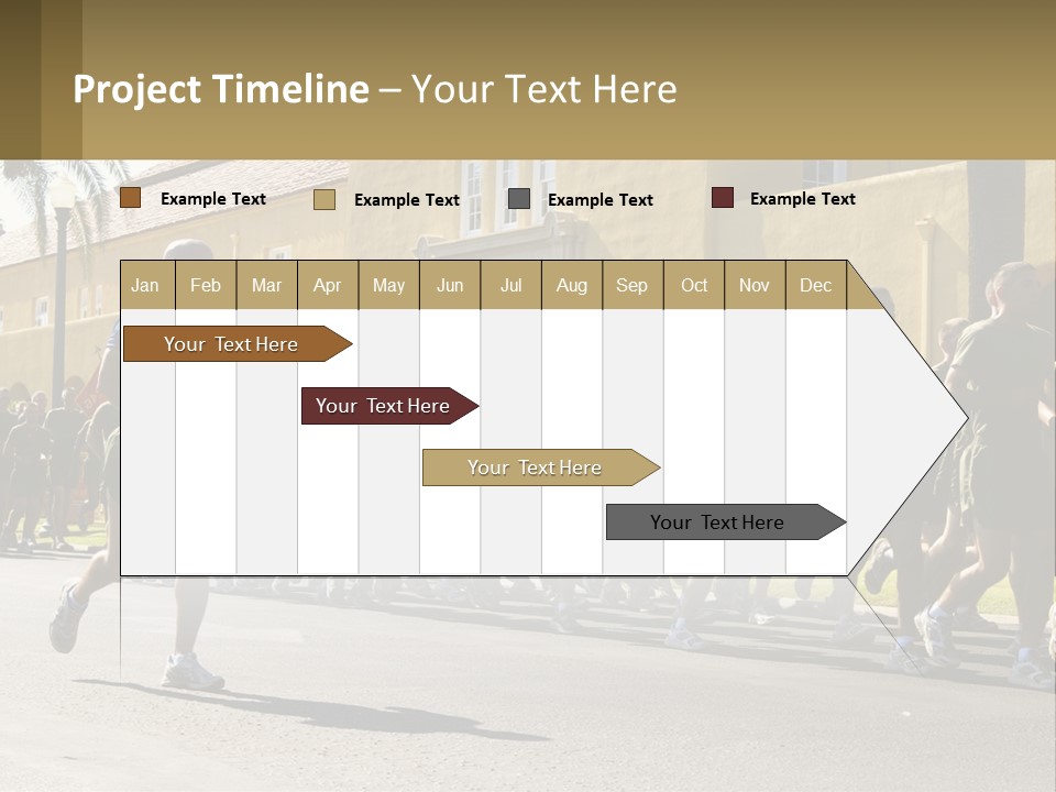 A Large Group Of People Running Down A Street PowerPoint Template