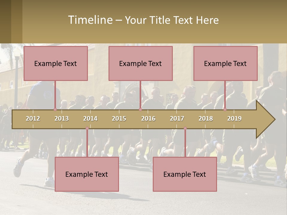 A Large Group Of People Running Down A Street PowerPoint Template