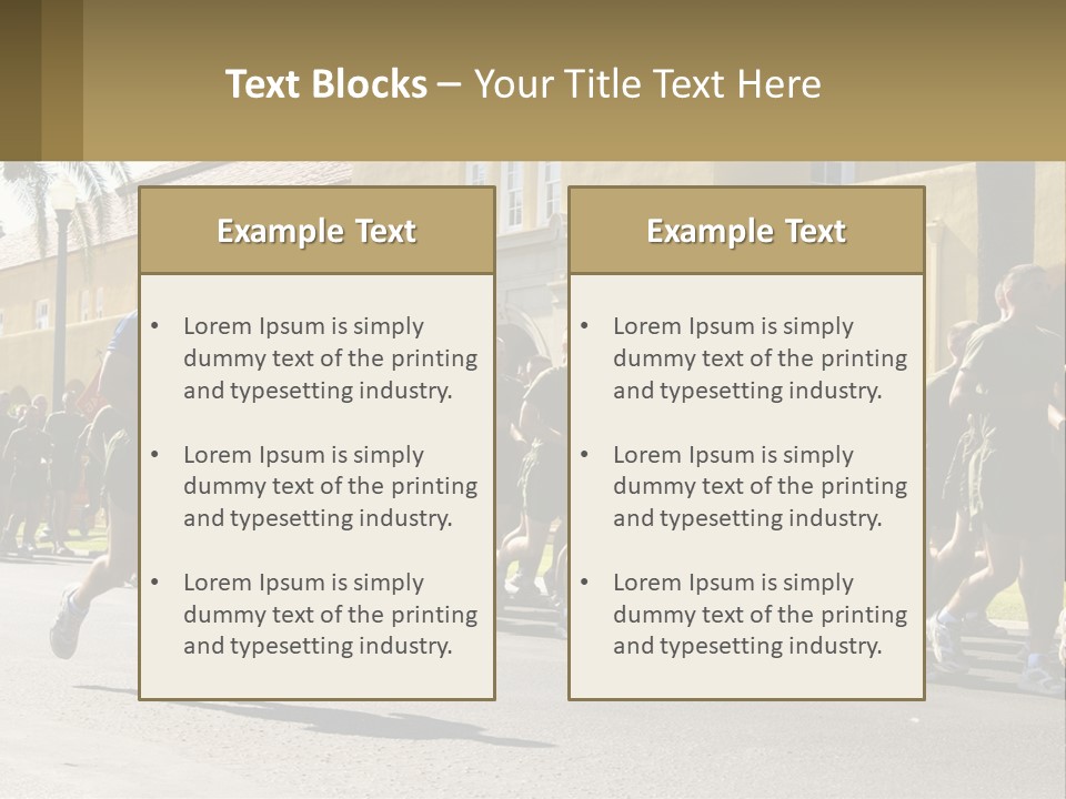 A Large Group Of People Running Down A Street PowerPoint Template