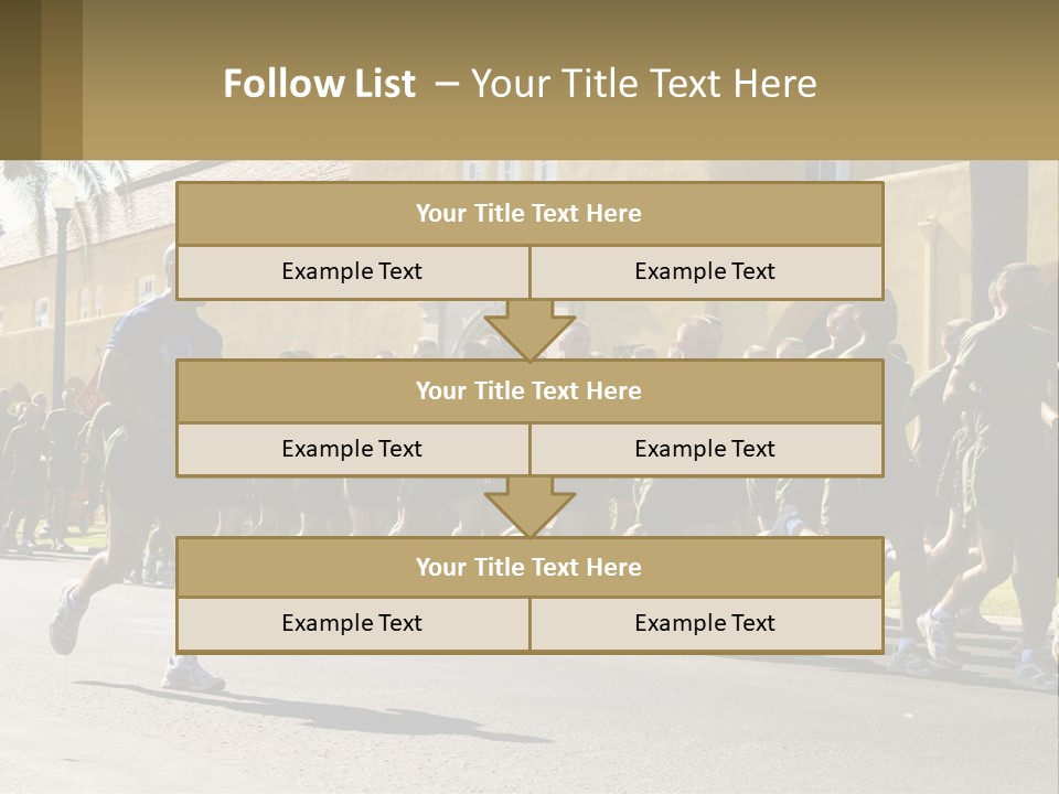 A Large Group Of People Running Down A Street PowerPoint Template