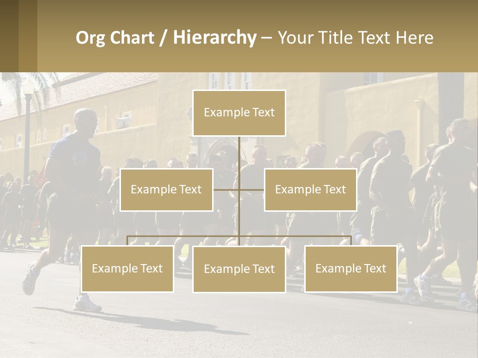 A Large Group Of People Running Down A Street PowerPoint Template