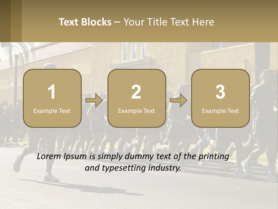 A Large Group Of People Running Down A Street PowerPoint Template