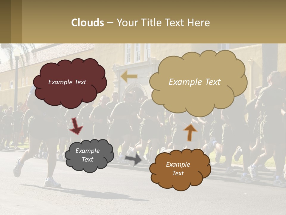 A Large Group Of People Running Down A Street PowerPoint Template