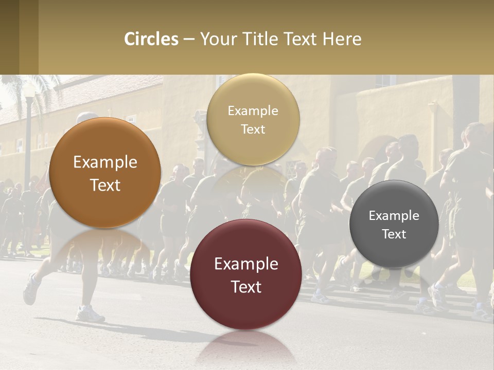 A Large Group Of People Running Down A Street PowerPoint Template