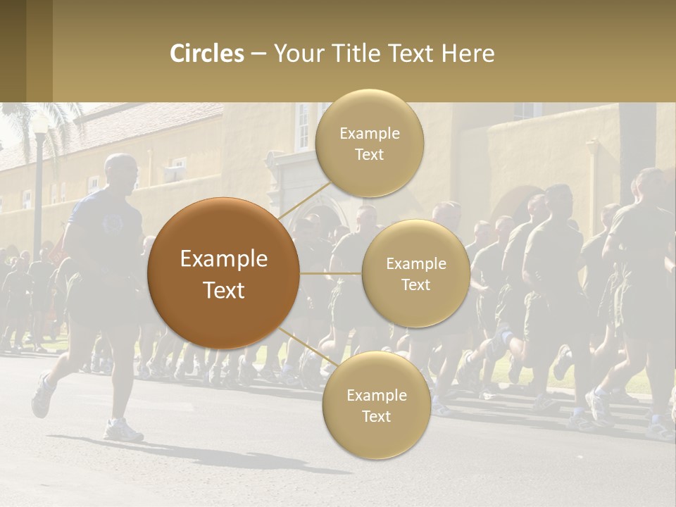 A Large Group Of People Running Down A Street PowerPoint Template