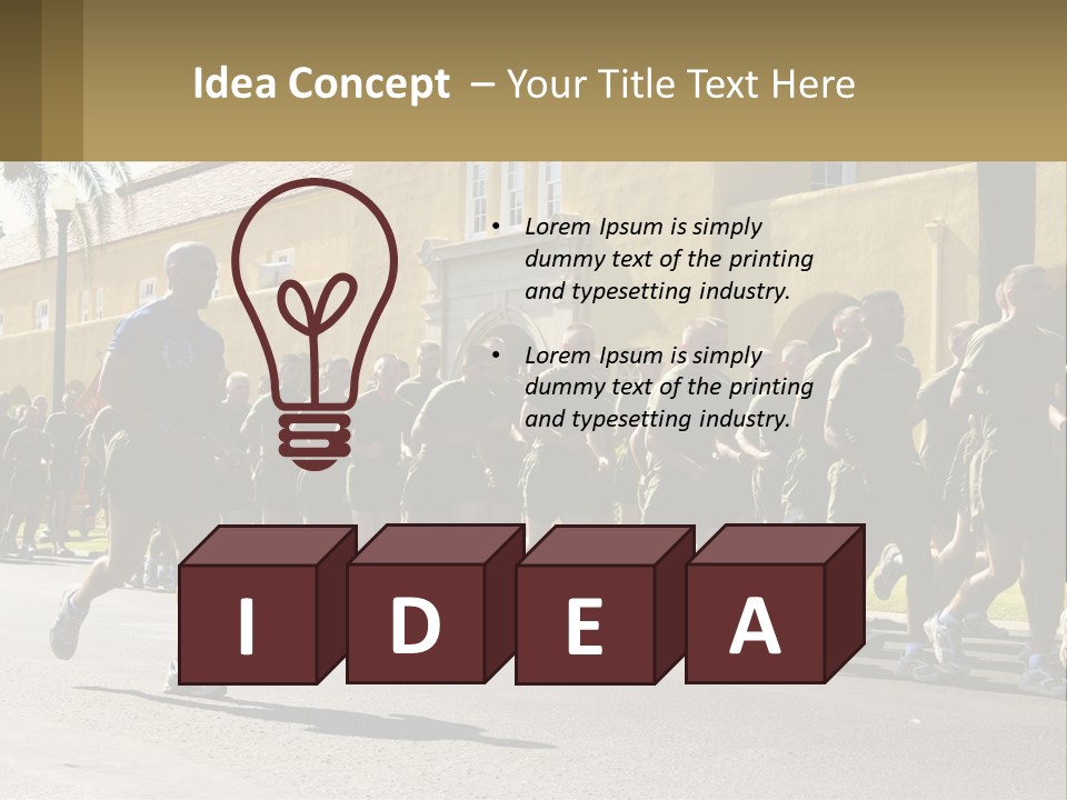 A Large Group Of People Running Down A Street PowerPoint Template