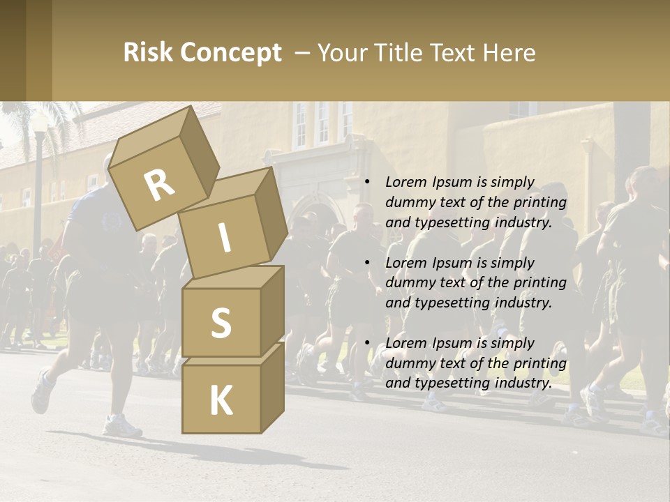 A Large Group Of People Running Down A Street PowerPoint Template