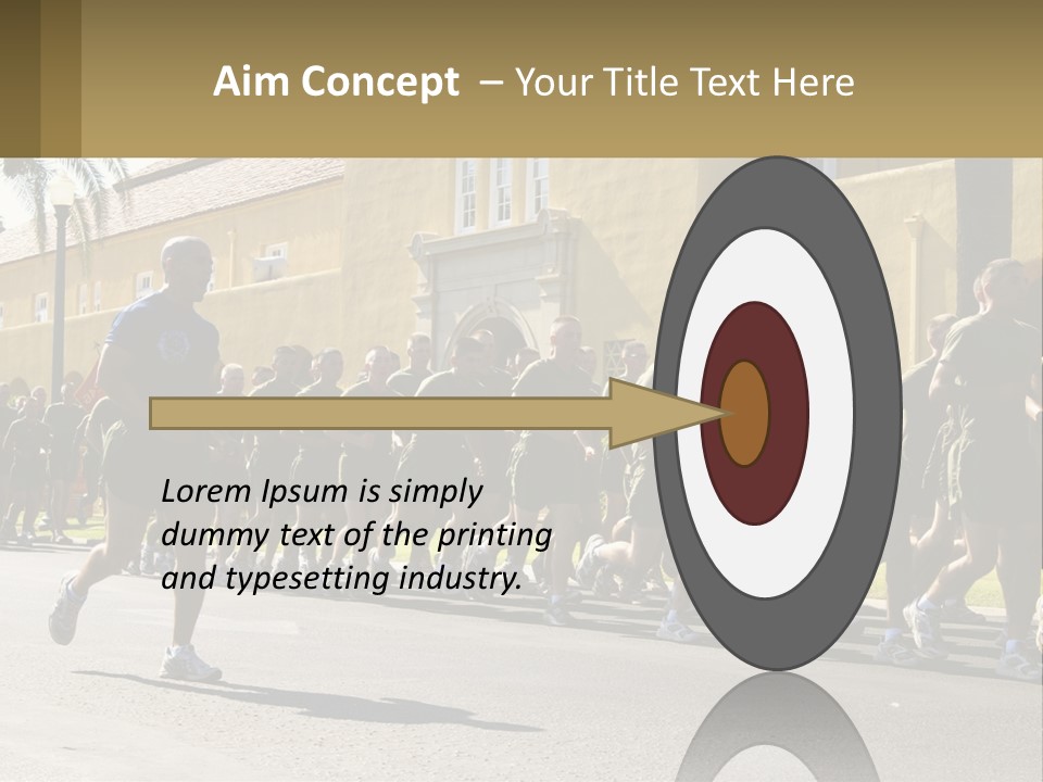 A Large Group Of People Running Down A Street PowerPoint Template