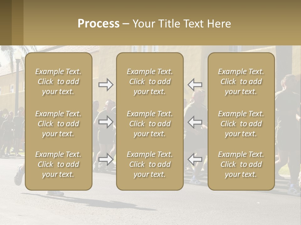 A Large Group Of People Running Down A Street PowerPoint Template