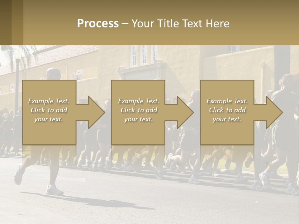 A Large Group Of People Running Down A Street PowerPoint Template