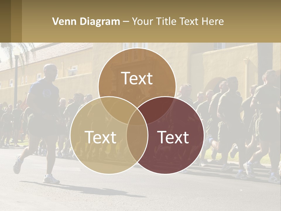 A Large Group Of People Running Down A Street PowerPoint Template