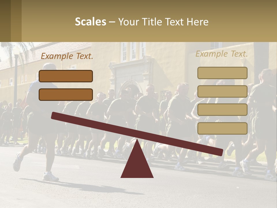 A Large Group Of People Running Down A Street PowerPoint Template