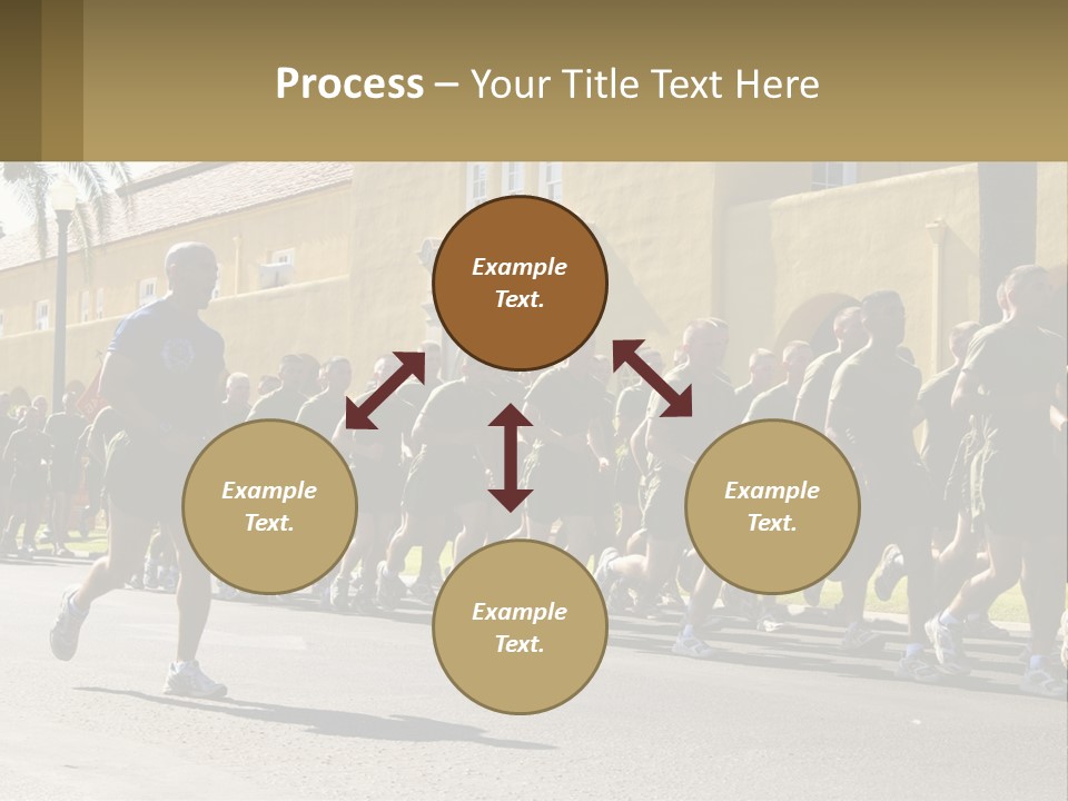 A Large Group Of People Running Down A Street PowerPoint Template