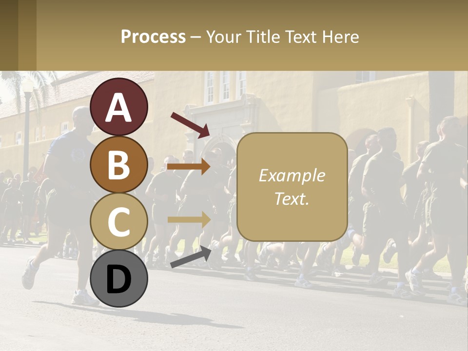 A Large Group Of People Running Down A Street PowerPoint Template