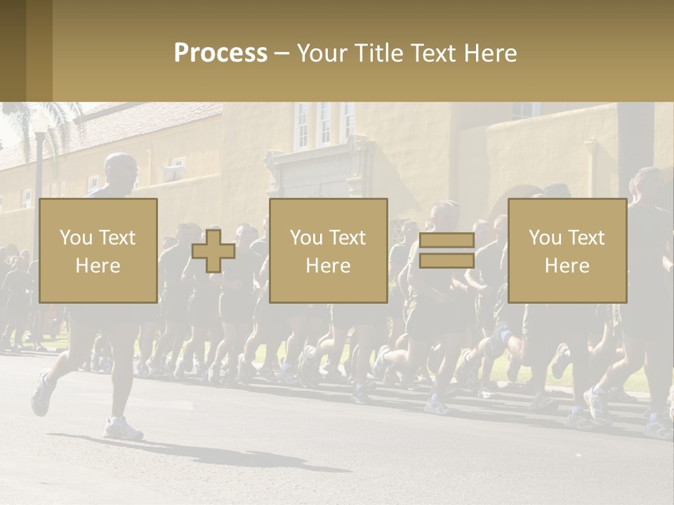 A Large Group Of People Running Down A Street PowerPoint Template