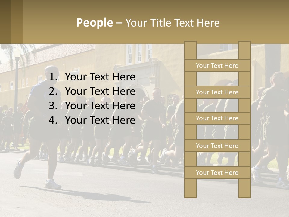 A Large Group Of People Running Down A Street PowerPoint Template