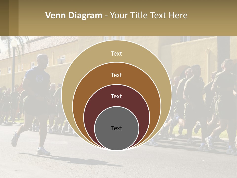 A Large Group Of People Running Down A Street PowerPoint Template