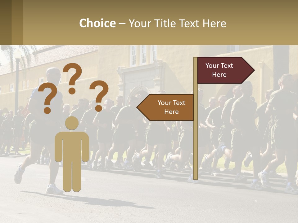 A Large Group Of People Running Down A Street PowerPoint Template