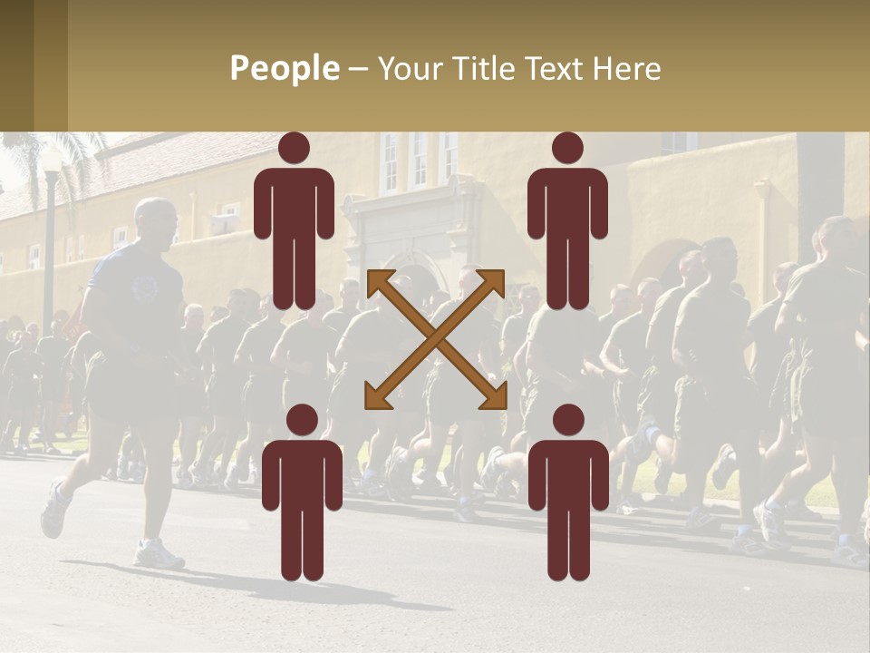 A Large Group Of People Running Down A Street PowerPoint Template