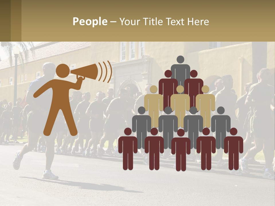 A Large Group Of People Running Down A Street PowerPoint Template