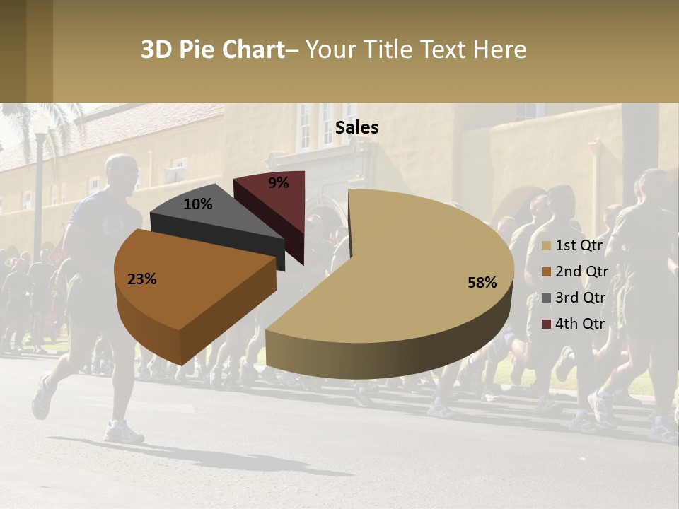 A Large Group Of People Running Down A Street PowerPoint Template
